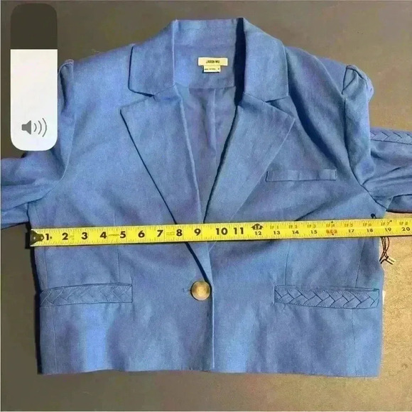 NWT Jason Wu Blazer Cropped Shoulder Pads Linen Cobalt Blue Braided Jacket Sz M - Picture 15 of 16